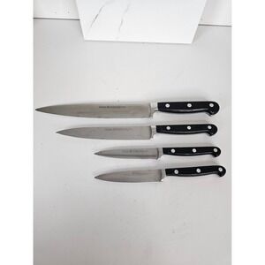 Tramontina Brazil High Carbon Stain Free‎ Steel Knife Set 4 Piece Black Handle